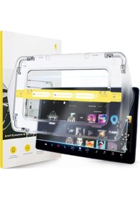 Resim Tesla Model X Araç Ekran Koruyucu Ar Oleofobik Uygulama Aparatlı Temperli Cam Ekran Koruyucu 