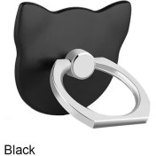 Resim GongtuShop Siyah Stil Evrensel Parmak Yüzük Cep Telefonu Soketi Akıllı Telefon Tutucu Cep Akıllı Yuvarlak Telefon Yüzüğü iPhone 7 Için Sevimli Kedi Tutucu Montaj Standı (Yurt Dışından) 