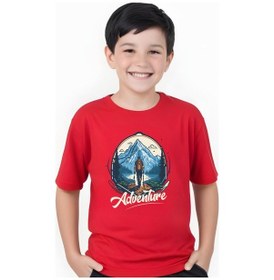 Resim Panios Kids Adventure Baskılı Erkek Çocuk Yuvarlak Yaka Kısa Kollu T-shirt Kırmızı 