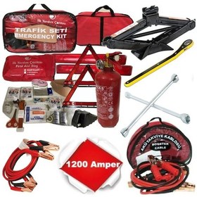 Resim Trafik Seti Akü Takviye Kablosu Kriko Bijon Anahtarı Set Trafik Seti + Akü Takviye + Bijon Anahta 