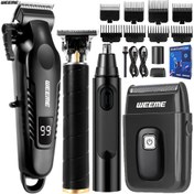 Resim WEEME 4 adet Erkek Yüz Bakım Seti, Ev Elektrikli Saç Kesme Seti USB Hızlı Şarj Klipper + T-Trimmer + Tıraş Makinesi + Burun Saç Trimmeri Tıraş, Kesim, Burun Saç Bakımı İçin Seyahat Kullanımı LCD Ekranlı Pil Ömrü Babalar Günü/Doğum Günü Hediyesi Erkek Arkadaş, Eşi, Yaşlılar, Akrabalar İçin 