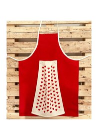 Resim Havlulu Mutfak Önlüğü Panama Örgülü Kırmızı 