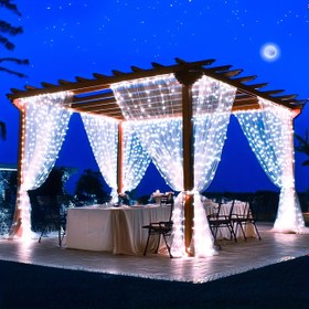 Resim Güneş Perde Işığı - 8 Mod Ayarlanabilir Peri Işık Dizisi, Enerji Tasarrufu, Dayanıklı, - Bahçe, Gazebo, Parti, Festival, Düğün Dekorasyonu Atmosfer Işık Dizisi (Sıcak Renk) Festival Aydınlatma Dekorasyonu Cadılar Bayramı Süslemeleri, Noel Süslemeleri 