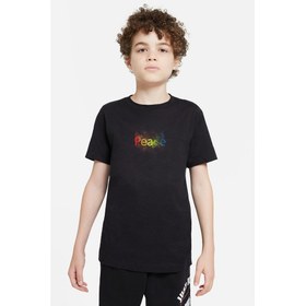 Resim Peace Baskılı Unisex Çocuk Siyah T-Shirt 