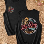 Resim Kafatası Baskılı Crew Neck Tank Top, Bahar ve Yaz için Rahat Kolsuz Tank Top, Kadın Giyim 