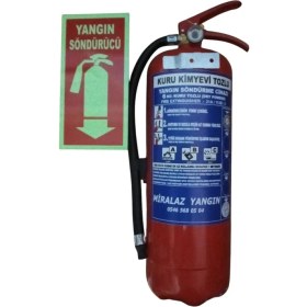 Resim 6 kg Kuru Kimyevi Yangın Söndürme Tüpü + Askı Aparatı + Fosforlu Levha 