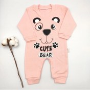 Resim bebekstar Bebek Star Ayı Desenli Somon Kız Bebek Tulumu %100 Cotton 