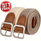 Resim 2 Paket Elastik Örgülü Askı ile Cowboy Kemer Seti, Rahat Dokuma, Deliksiz, Elde Yıkanabilir, Genç Yetişkinler için Hediye, Hafta Sonu Rahat Stil 