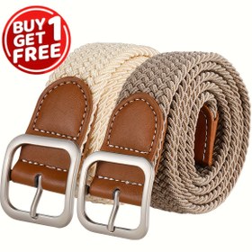 Resim 2 Paket Elastik Örgülü Askı ile Cowboy Kemer Seti, Rahat Dokuma, Deliksiz, Elde Yıkanabilir, Genç Yetişkinler için Hediye, Hafta Sonu Rahat Stil 
