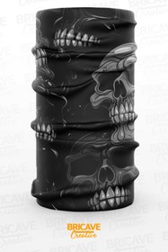 Resim Bricave Karanlık Kuru Kafa Desenli Motosiklet Bandana Boyunluk Maske 