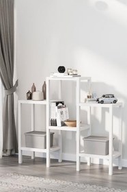 Resim 6 Katlı Düzenleyici Plastik Yatay Raf Ünitesi Beyaz, Kitaplık, Banyo, Mutfak Rafı, Beyaz 