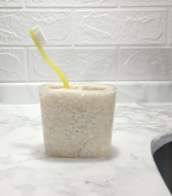 Resim 2 Adet Diş Fırçalık Deniz Taşı El Yapımı 400 Gr 10x5x9cm Banyo Seti Çok Renkli 