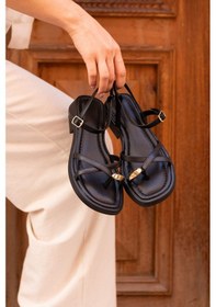 Resim Elit Btlp01 Kadın Düz Sandalet Siyah Siyah 