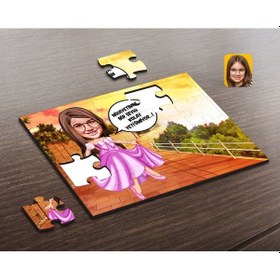 Resim Kişiye Özel Kız Çocuk Kolay Yetişmiyor Karikatürlü Ahşap Puzzle-4 