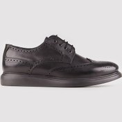 Resim Hakiki Deri Siyah Bağcıklı Erkek Günlük Ayakkabı-Siyah (521642826) Siyah 