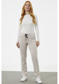 Resim Beli Kalın Lastikli Eşofman Altı - Bej 001 