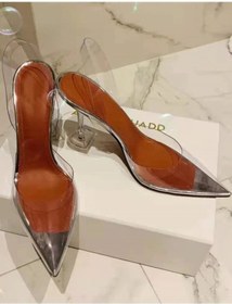 Resim TrendyAnka Kadın Princess Gümüş Nude Taba Beyaz 8 Cm Şeffaf Topuklu Stiletto Sivri Burunlu Ayakkabı 