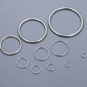 Resim metal kapalı halka, kapalı halka, çeşitli bağlantılar için kullanılabilir, metal elektrokaplama gümüş, manyetik etki yok, tam özellikler, güçlü ve sağlam, özellikler 6mm, 8mm, 10mm, 12mm, 15mm, 20mm, 25mm, 30mm, 40mm, 50mm 
