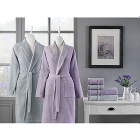 Resim Özdilek Dory Aile Bornoz Seti Lila-gri Lila 