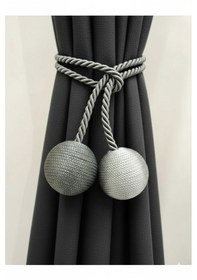 Resim İki Toplu Yan Bağlama Fon Perde Toplama Aparatı Antrasit - Gri 