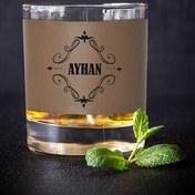 Resim Kişiye Özel İsimli Vizon Deri Kaplama Viski Bardağı 