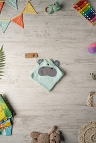Resim Be'Calm Hippo Nakışlı Müslin Organik Pamuk- Banyo Kundak - Mint 