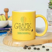 Resim İsme Özel Grafik Tasarımcı Sarı Kupa Bardak 
