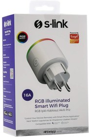 Resim BRF KaraWorkSell S-Link Swapp SL-03 16A Akım Korumalı Akıllı Priz RGB Işıklı 2.4 G Wifi TUYA Destekli 11 