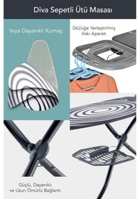 Resim Perilla Diva Sepetli Ütü Masası Antrasit Ubs14012 