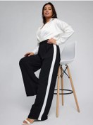 Resim Afrı Büyük Beden Lastik Bel Yazlık Pantolon. 398388950 Siyah 