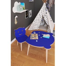 Resim Remaks Panda Yaz Sil Yüzey Çocuk Masa Sandalye Takımı 1 Aktivite Oyun Masası 1 Sandalye - Mavi 