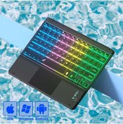 Resim Triline 9.7” RGB Renkli Aydınlatmalı İngilizce Bluetooth Klavye 24.5X17.5 cm İnce Slim Şarjlı 