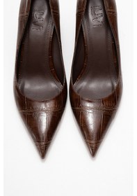 Resim Luvishoes Luvi Shoes Puera Açık Kahverengi Baskı Sivri Burunlu Kadın Dolgu Topuklu Ayakkabı Açık Kahverengi 