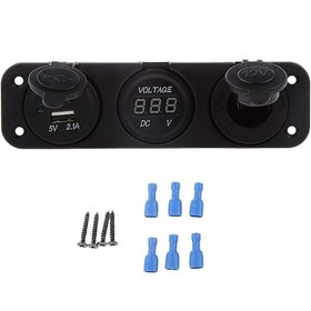 Resim Çift USB Araç Şarj Soketi Voltmetre Çakmaklık 12V 