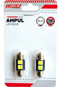 Resim Carub Ampul 12v Sofit 31mm 3w 2 Smd Led Oto İç Aydınlatma Ve Plaka Ampulü Metal Beyaz 2li Set Br0402211 