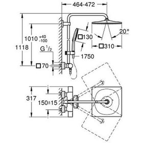 Resim Grohe - Rainshower System Duvara Monte Termostatik Bataryalı Duş Sistemi - G26652000- Krom 