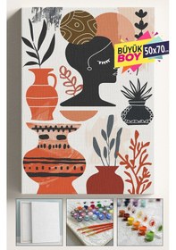 Resim Sayılarla Boyama Seti Numaralı Tuval Fırça Boya Dahil Kasnaklı Set 50x70 Cm - Topuz Kadın 