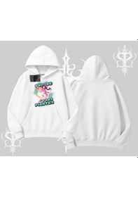 Resim Kapşonlu Sweatshirt Oversize Anime Kız Desenli Japon Stil Beyaz 