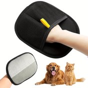 Resim 1 adet Çift Taraflı Evcil Hayvan Bakımı Eldiveni - Kediler, Köpekler ve Uzun Saçlı Hayvanlar İçin Statik Tutma Giderici ve Yumuşak Kumaş ve Naylon Pedli Peluş Fırça Eldiveni, Hassas Işık Bej Renkli Evcil Hayvanlar İçin Nazik Çıkarma ve Kir Giderme 