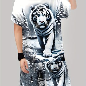 Resim Erkek Çocukları İçin Moda 3D Baskılı Rahat Kazak Kısa Kollu Şort T Sweatshirt, Erkek Çocukları Dış Mekan T-Shirt Şort Takımı 