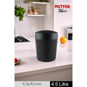 Resim 4,5 Litre Siyah Çöp Kovası, Banyo, Mutfak, Ofis Için Şık ve Kullanışlı 