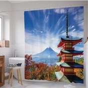 Resim Mahi Store Japon Evi Desenli Duş Perdesi / Banyo Perdesi Su Geçirmez 175 Cm X 175 Cm 