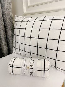 Resim Çift Kişilik Ranforce Lastikli Çarşaf + Adet Yastık Kılıfı Siyah Beyaz 180x200 