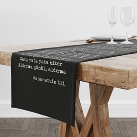 Resim Mapushane Türküsü Siyah - Şiir Runner Örtü - 50 cm x 175 cm 