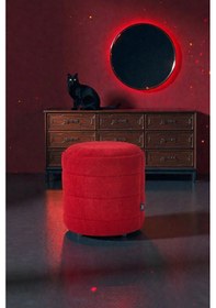 Resim Lüks Cnc Çizgili Yuvarlak Puf Makyaj Masası Pufu Dekoratif Ayak Uzatma Bordo Model Bordo 