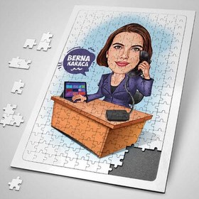 Resim Sekreter Kadın Karikatürlü Puzzle 