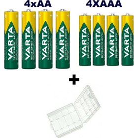 Resim 2700 Mah Aa Kalem Pil 4'lü + 1000 Mah Aaa Şarjlı Ince Kalem Pil 4'lü + Pil Saklama Kutusu 