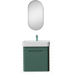 Resim Creavit Colorit Çekmeceli Lavabo Dolabı 60 Cm Ve Ayna Nil Yeşili 