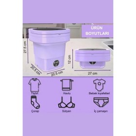 Resim Saravita Katlanabilir Taşınabilir Kurutmalı Çamaşır Makinesi Kamp Yurt Karavan Seyahat Mini Çamaşır Makinesi 