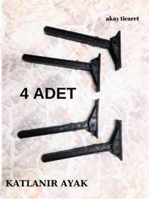 Resim AKAY TİCARET Sofra Ayağı Katlanır Yer Sofrası Sini Altı Siyah Plastik Ayak Laptop Sehpası 22 Cm (4 ADET) 